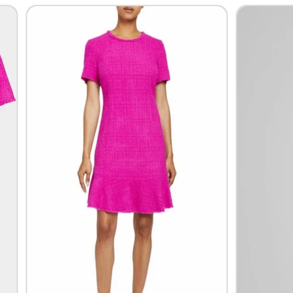 Santorelli A-Line Sheath Dress in Tweed - MAGENTA